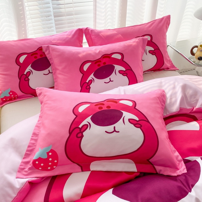 91家纺网 家纺一手货源 找家纺 一电 2026新款卡通被套单件被罩男女儿童学生宿舍单人被单男孩卡幼儿园单人被罩-2.磨毛被套 草莓大雄