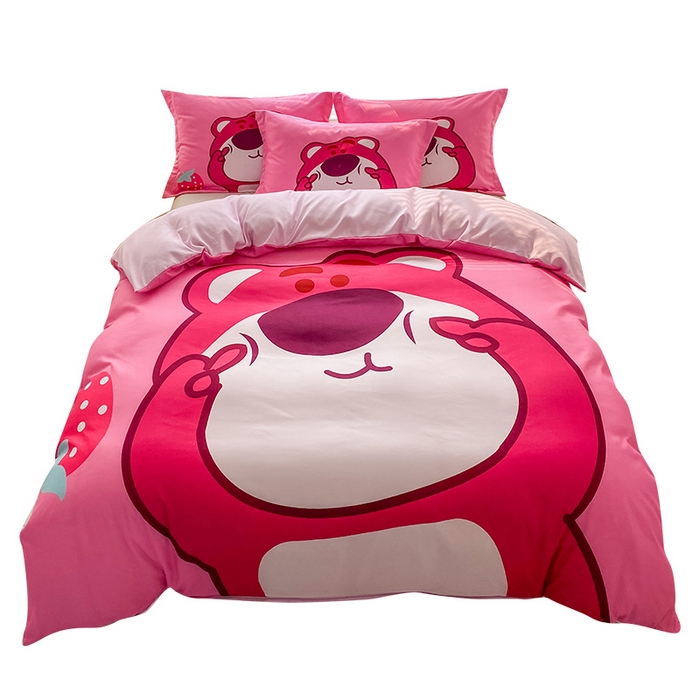 91家纺网 家纺一手货源 找家纺 一电 2026新款卡通被套单件被罩男女儿童学生宿舍单人被单男孩卡幼儿园单人被罩-2.磨毛被套 草莓大雄