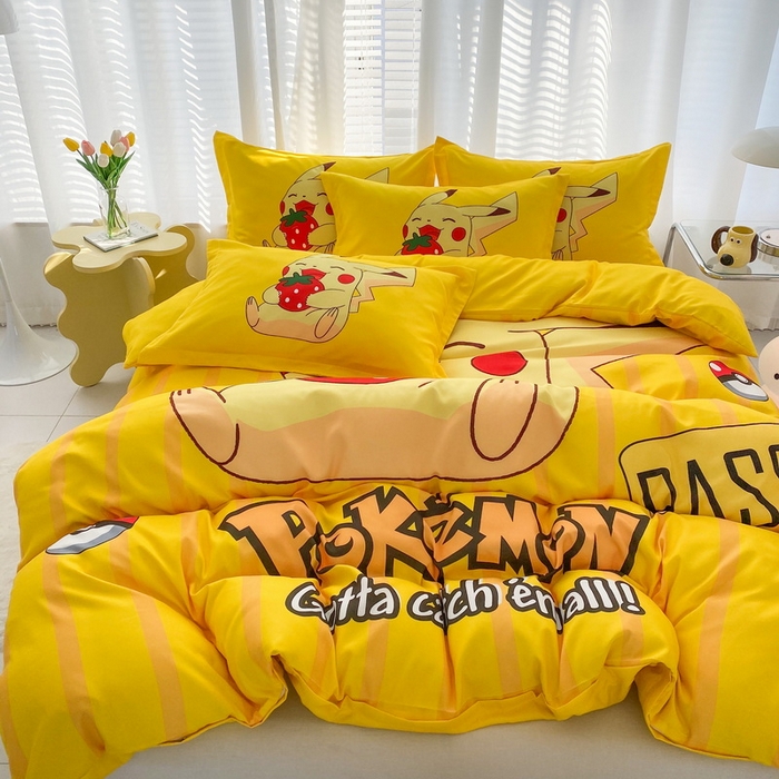 91家纺网 家纺一手货源 找家纺 一电 2026新款卡通被套单件被罩男女儿童学生宿舍单人被单男孩卡幼儿园单人被罩-2.磨毛被套 草莓皮卡丘