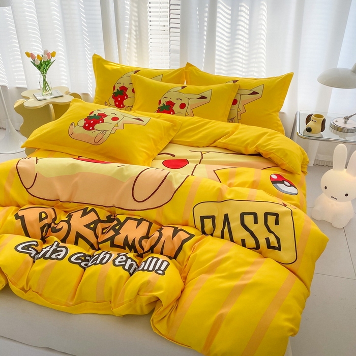 91家纺网 家纺一手货源 找家纺 一电 2026新款卡通被套单件被罩男女儿童学生宿舍单人被单男孩卡幼儿园单人被罩-2.磨毛被套 草莓皮卡丘