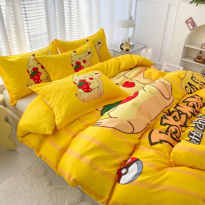 91家纺网 家纺一手货源 找家纺 一电 2026新款卡通被套单件被罩男女儿童学生宿舍单人被单男孩卡幼儿园单人被罩-2.磨毛被套 草莓皮卡丘