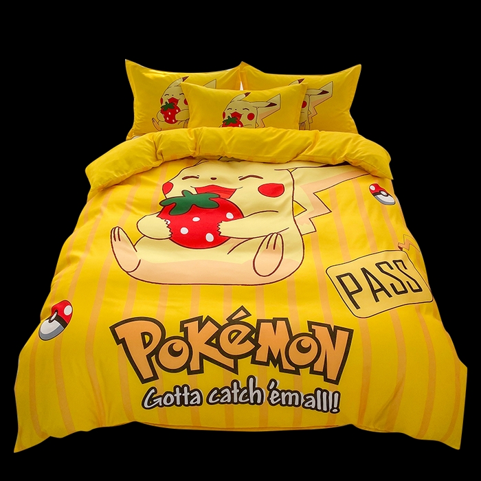 91家纺网 家纺一手货源 找家纺 一电 2026新款卡通被套单件被罩男女儿童学生宿舍单人被单男孩卡幼儿园单人被罩-2.磨毛被套 草莓皮卡丘