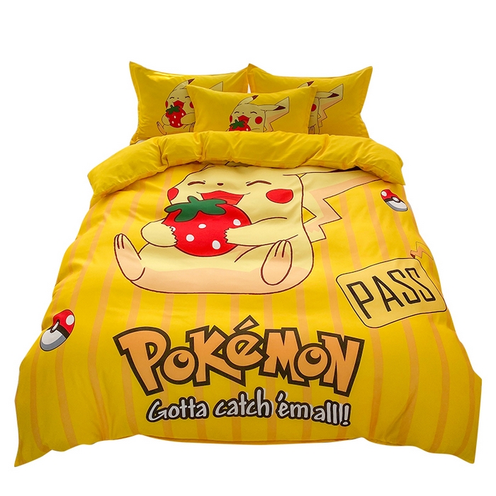 91家纺网 家纺一手货源 找家纺 一电 2026新款卡通被套单件被罩男女儿童学生宿舍单人被单男孩卡幼儿园单人被罩-2.磨毛被套 草莓皮卡丘