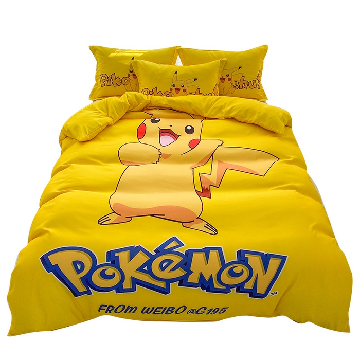 91家纺网 家纺一手货源 找家纺 一电 2026新款卡通被套单件被罩男女儿童学生宿舍单人被单男孩卡幼儿园单人被罩-2.磨毛被套 唱歌皮卡丘