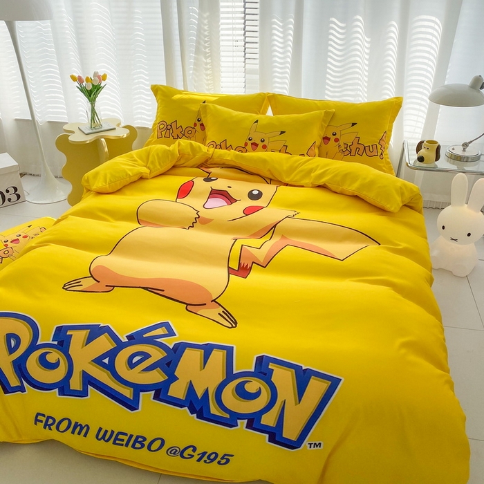 91家纺网 家纺一手货源 找家纺 一电 2026新款卡通被套单件被罩男女儿童学生宿舍单人被单男孩卡幼儿园单人被罩-2.磨毛被套 唱歌皮卡丘