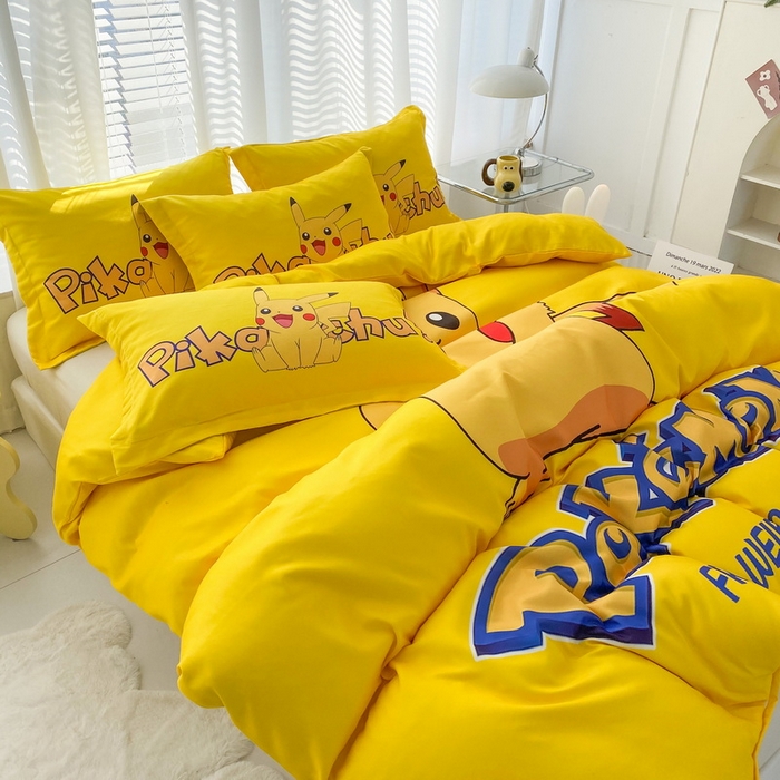 91家纺网 家纺一手货源 找家纺 一电 2026新款卡通被套单件被罩男女儿童学生宿舍单人被单男孩卡幼儿园单人被罩-2.磨毛被套 唱歌皮卡丘
