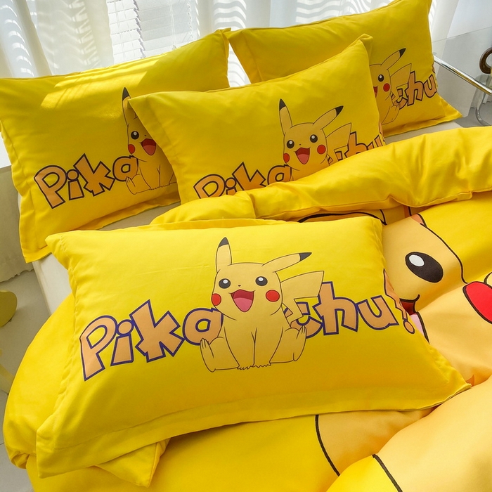 91家纺网 家纺一手货源 找家纺 一电 2026新款卡通被套单件被罩男女儿童学生宿舍单人被单男孩卡幼儿园单人被罩-2.磨毛被套 唱歌皮卡丘