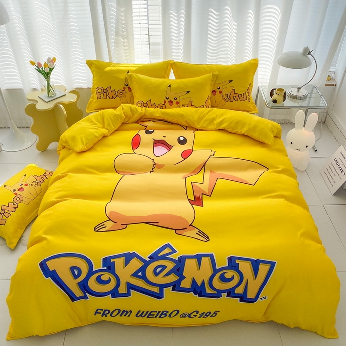 91家纺网 家纺一手货源 找家纺 一电 2026新款卡通被套单件被罩男女儿童学生宿舍单人被单男孩卡幼儿园单人被罩-2.磨毛被套 唱歌皮卡丘