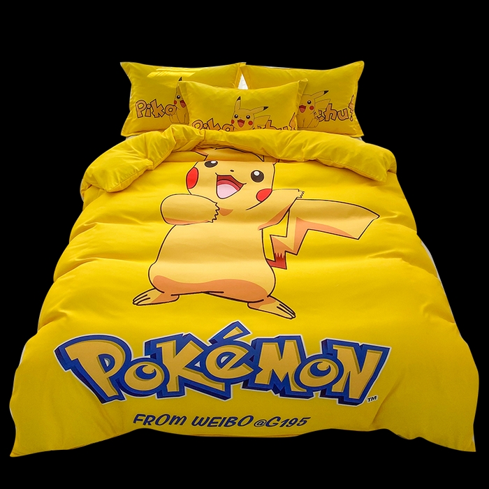 91家纺网 家纺一手货源 找家纺 一电 2026新款卡通被套单件被罩男女儿童学生宿舍单人被单男孩卡幼儿园单人被罩-2.磨毛被套 唱歌皮卡丘