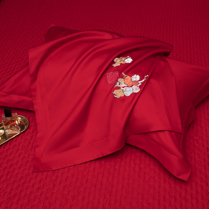 91家纺网 家纺一手货源 找家纺 （总）甜咪咪婚庆 2026春夏新款全棉纯棉绣花结婚婚庆四件套多件套床单床盖款