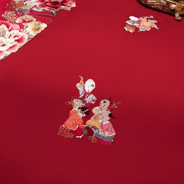 91家纺网 家纺一手货源 找家纺 （总）甜咪咪婚庆 2026春夏新款全棉纯棉绣花结婚婚庆四件套多件套床单床盖款