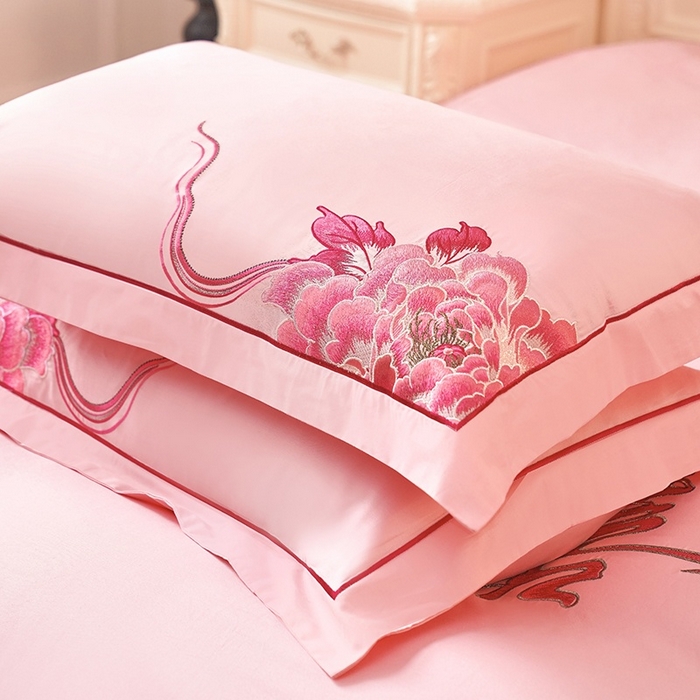 91家纺网 家纺一手货源 找家纺 甜咪咪婚庆 2026春夏新款全棉纯棉绣花结婚婚庆四件套多件套床单床盖款 锦绣芳华玉