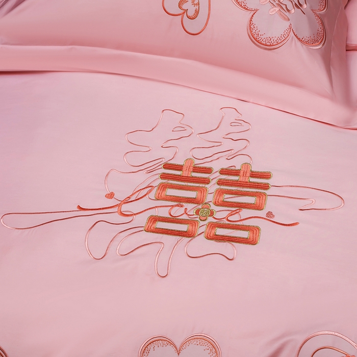 91家纺网 家纺一手货源 找家纺 甜咪咪婚庆 2026春夏新款全棉纯棉绣花结婚婚庆四件套多件套床单床盖款 锦绣花园玉