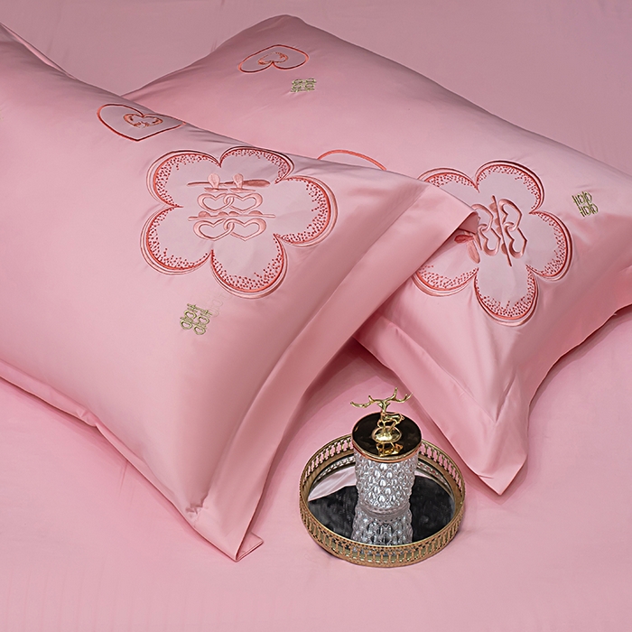 91家纺网 家纺一手货源 找家纺 甜咪咪婚庆 2026春夏新款全棉纯棉绣花结婚婚庆四件套多件套床单床盖款 锦绣花园玉