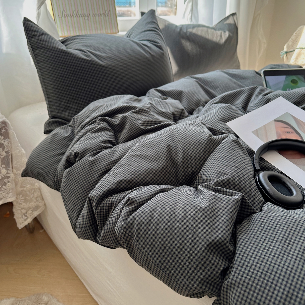 91家纺网 家纺一手货源 找家纺 （总）六巷胡同 2026新款A类全棉纯棉水洗棉色织格子单品被套 被套单件