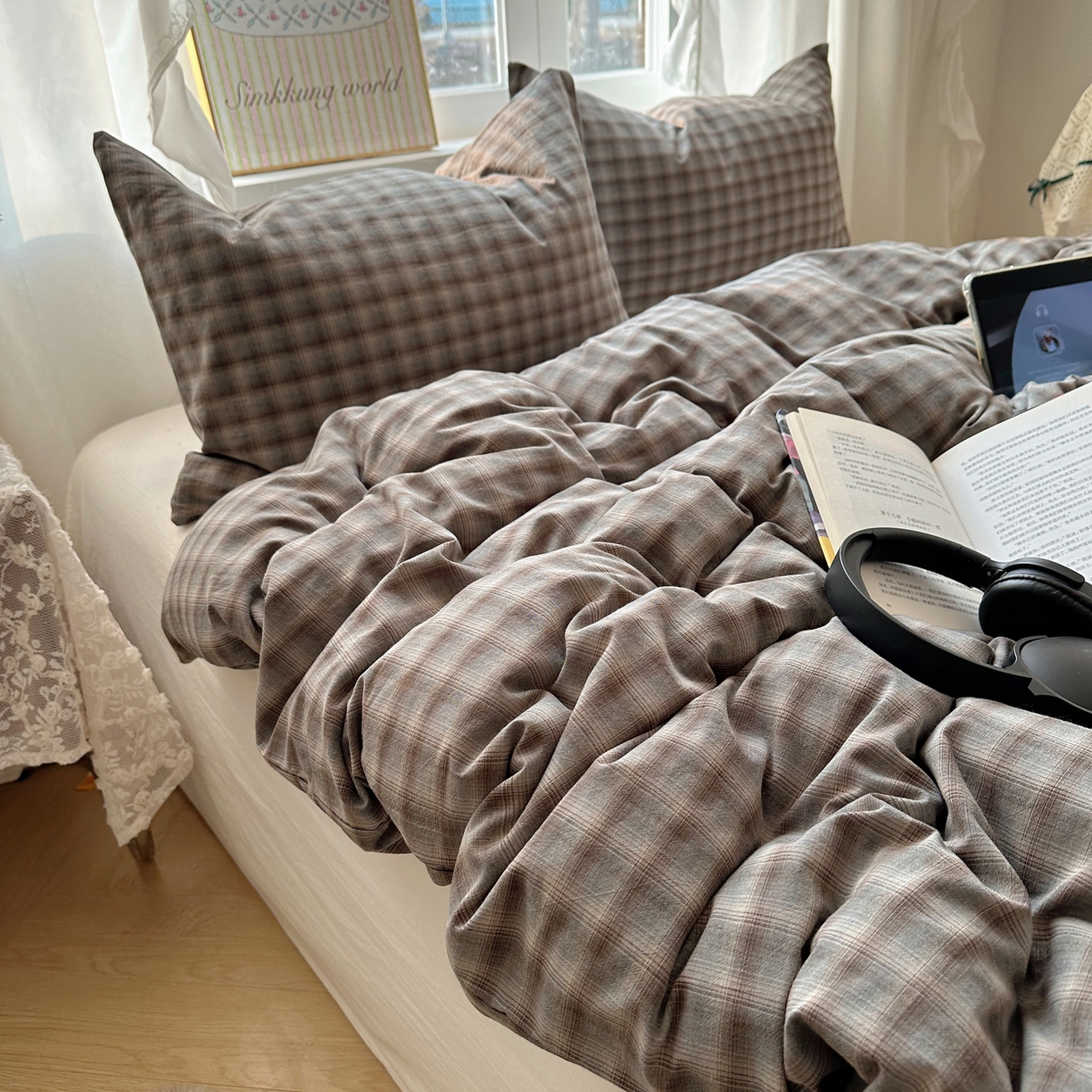 91家纺网 家纺一手货源 找家纺 （总）六巷胡同 2026新款A类全棉纯棉水洗棉色织格子单品被套 被套单件