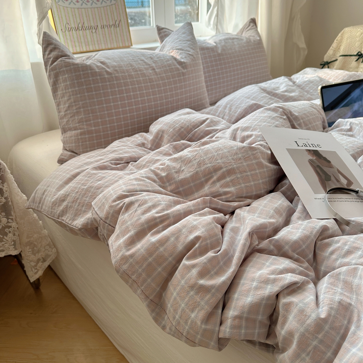 91家纺网 家纺一手货源 找家纺 （总）六巷胡同 2026新款A类全棉纯棉水洗棉色织格子单品被套 被套单件