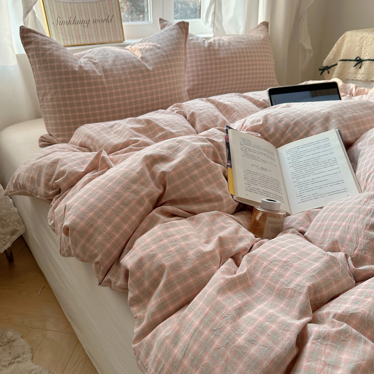 91家纺网 家纺一手货源 找家纺 （总）六巷胡同 2026新款A类全棉纯棉水洗棉色织格子单品被套 被套单件