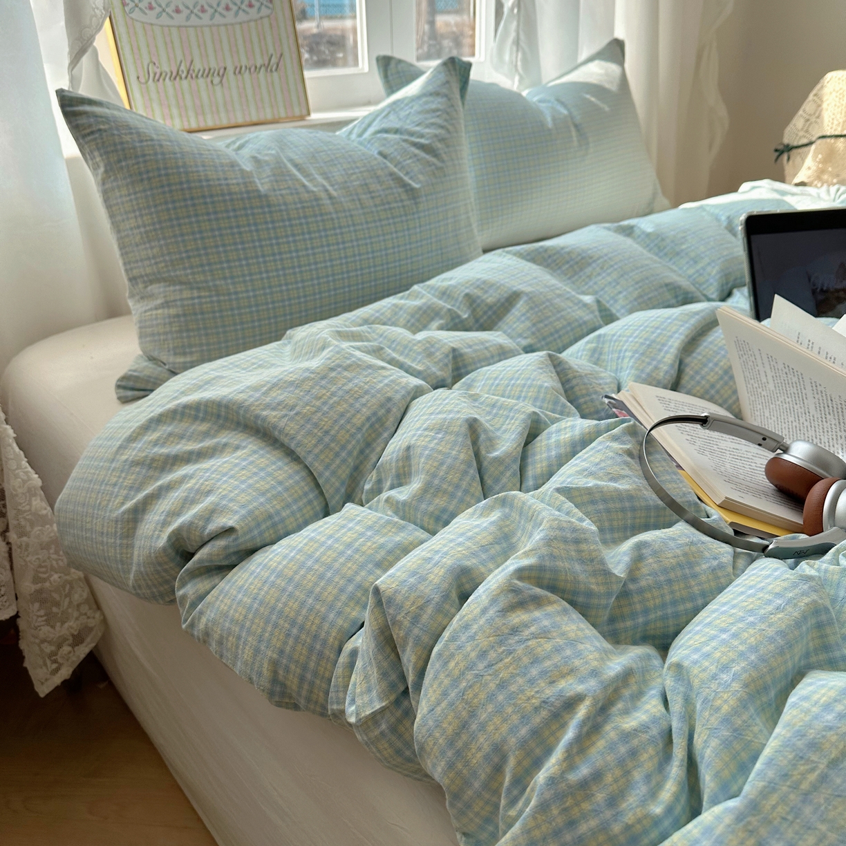 91家纺网 家纺一手货源 找家纺 （总）六巷胡同 2026新款A类全棉纯棉水洗棉色织格子单品被套 被套单件