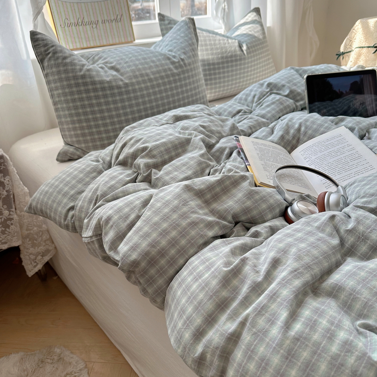 91家纺网 家纺一手货源 找家纺 （总）六巷胡同 2026新款A类全棉纯棉水洗棉色织格子单品被套 被套单件