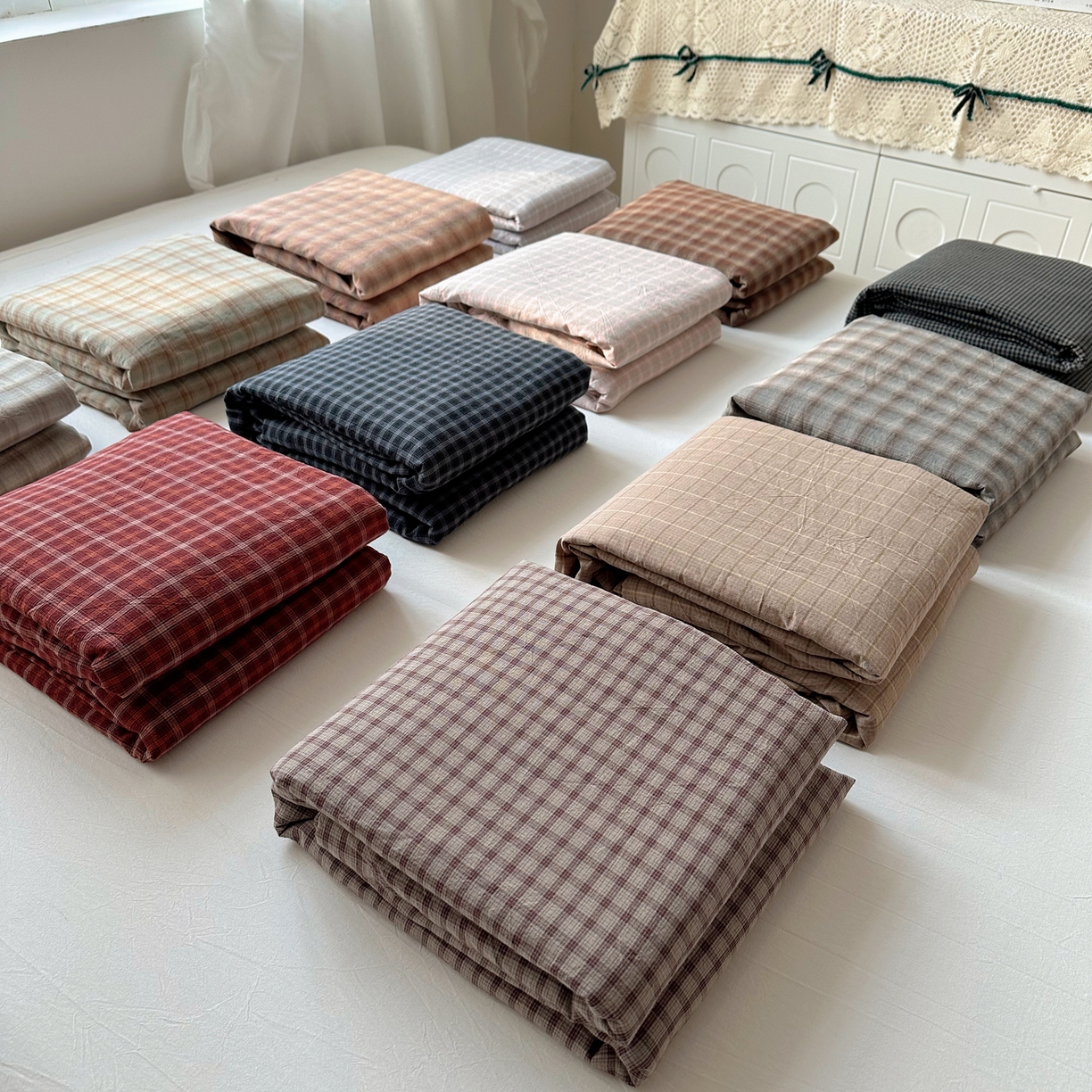 91家纺网 家纺一手货源 找家纺 （总）六巷胡同 2026新款A类全棉纯棉水洗棉色织格子单品被套 被套单件