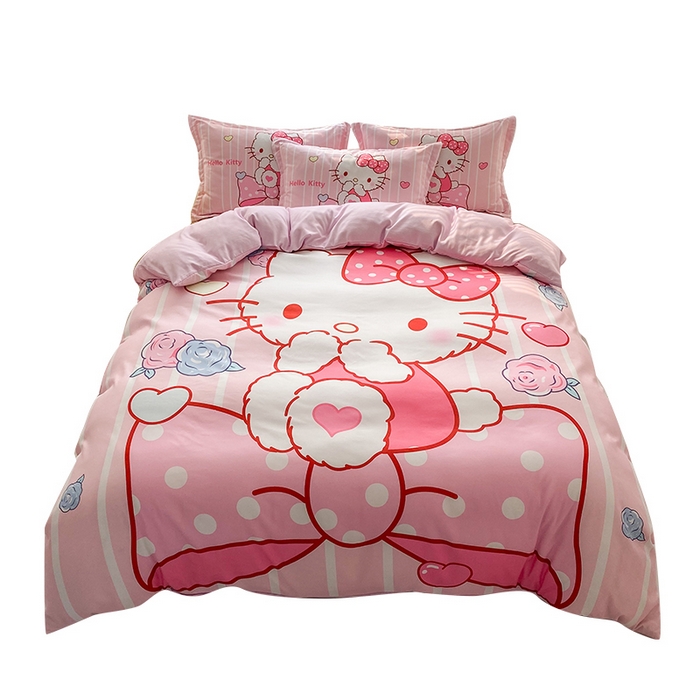 91家纺网 家纺一手货源 找家纺 一电 2026新款卡通被套单件被罩男女儿童学生宿舍单人被单男孩卡幼儿园单人被罩-2.磨毛被套 害羞KT