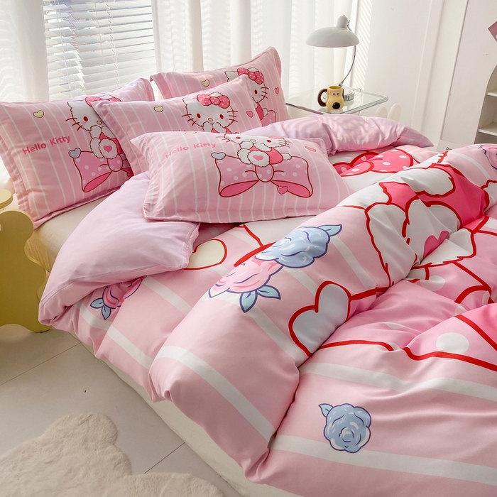 91家纺网 家纺一手货源 找家纺 一电 2026新款卡通被套单件被罩男女儿童学生宿舍单人被单男孩卡幼儿园单人被罩-2.磨毛被套 害羞KT