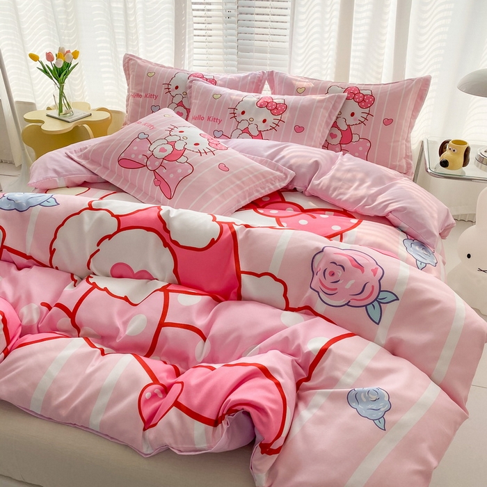 91家纺网 家纺一手货源 找家纺 一电 2026新款卡通被套单件被罩男女儿童学生宿舍单人被单男孩卡幼儿园单人被罩-2.磨毛被套 害羞KT