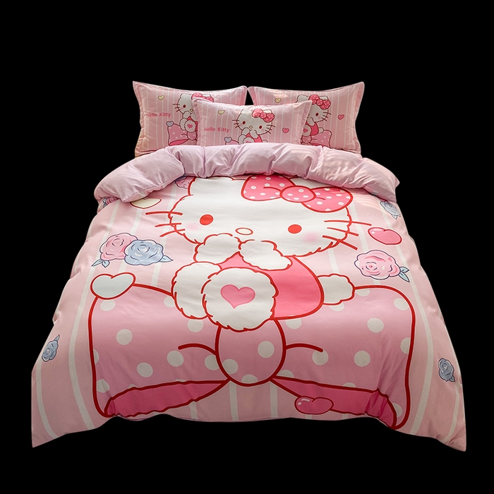 91家纺网 家纺一手货源 找家纺 一电 2026新款卡通被套单件被罩男女儿童学生宿舍单人被单男孩卡幼儿园单人被罩-2.磨毛被套 害羞KT