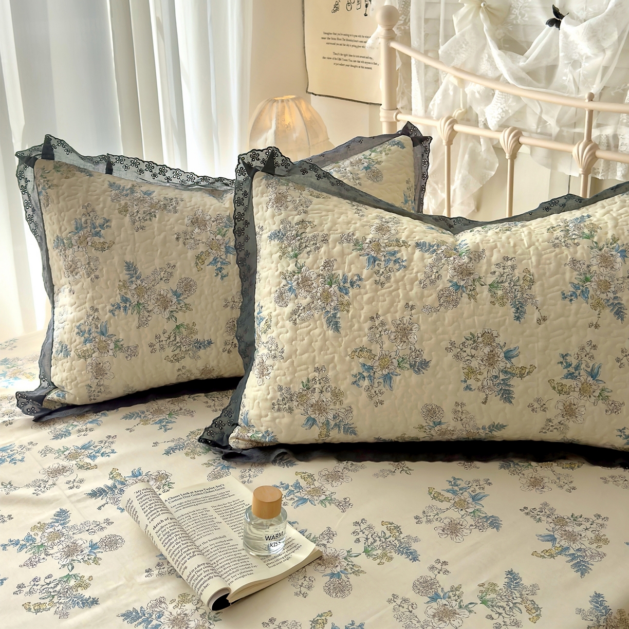 91家纺网 家纺一手货源 找家纺 百寐 2026吸汗防油全棉三层夹棉花边信封加大50*80枕套48*74/40*60枕芯 夹棉-云中忆