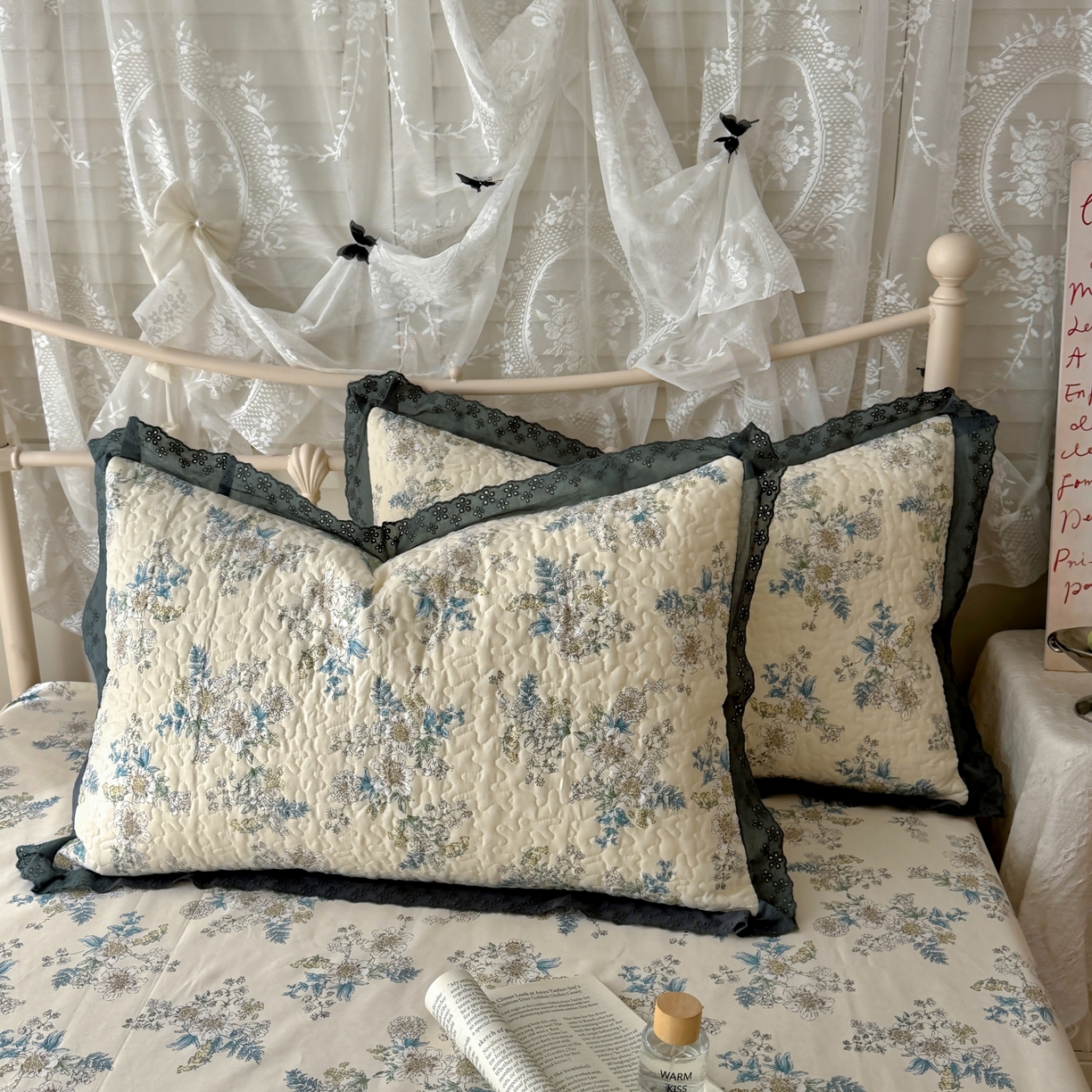 91家纺网 家纺一手货源 找家纺 百寐 2026吸汗防油全棉三层夹棉花边信封加大50*80枕套48*74/40*60枕芯 夹棉-云中忆