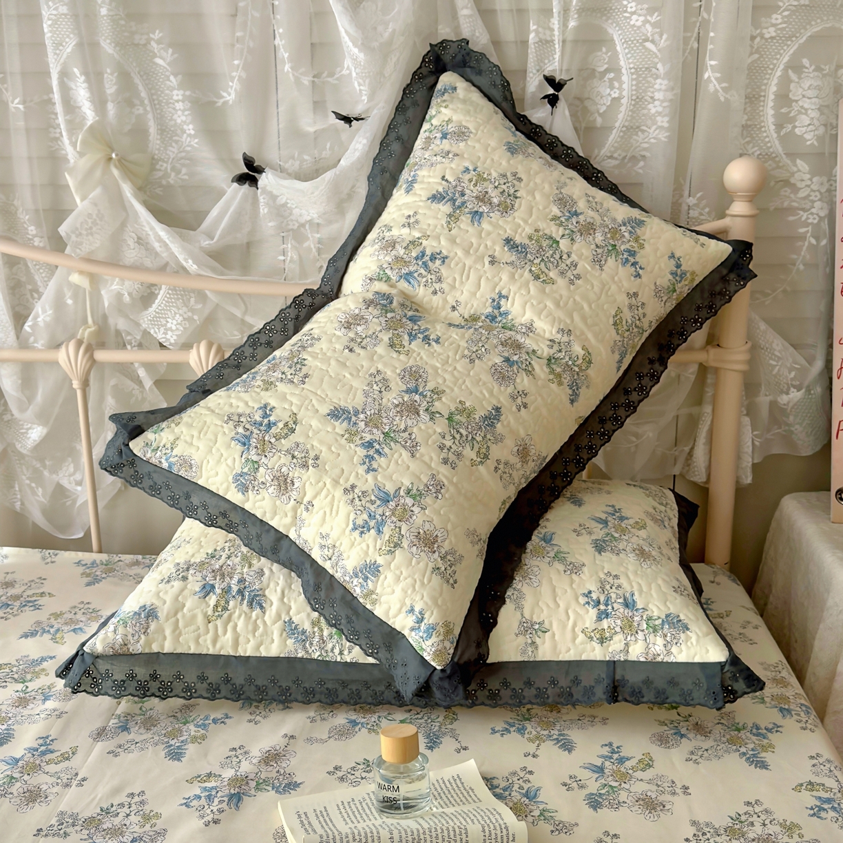 91家纺网 家纺一手货源 找家纺 百寐 2026吸汗防油全棉三层夹棉花边信封加大50*80枕套48*74/40*60枕芯 夹棉-云中忆