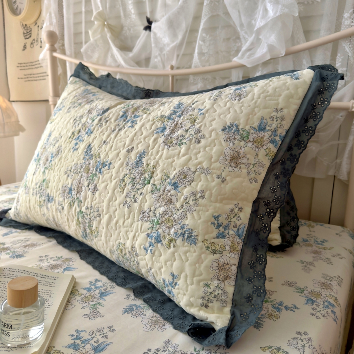 91家纺网 家纺一手货源 找家纺 百寐 2026吸汗防油全棉三层夹棉花边信封加大50*80枕套48*74/40*60枕芯 夹棉-云中忆