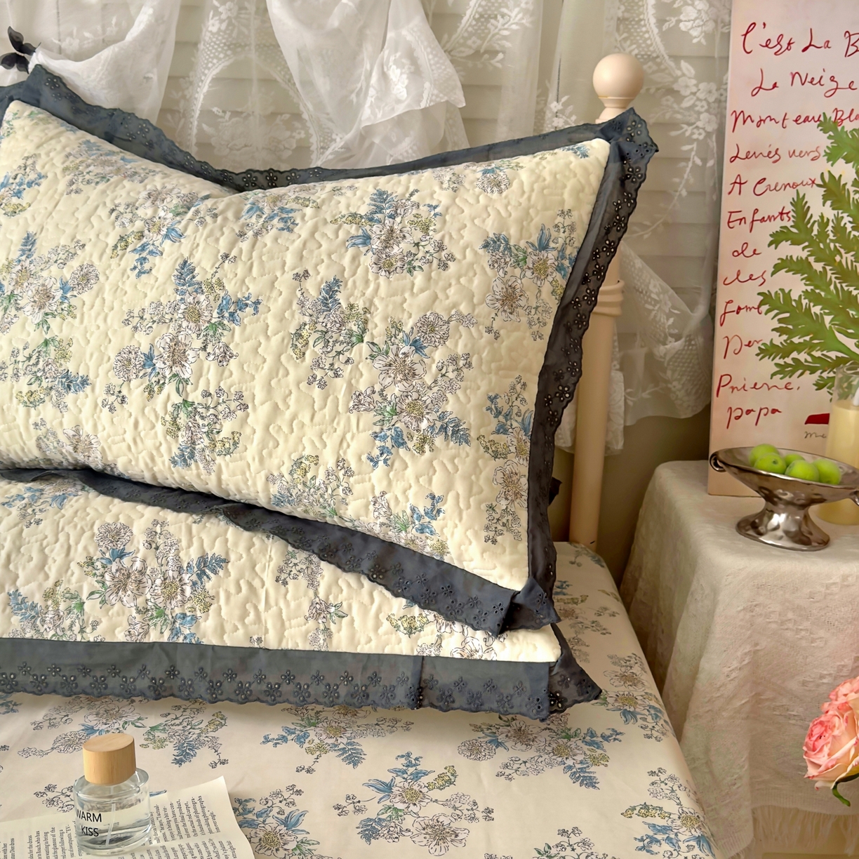 91家纺网 家纺一手货源 找家纺 百寐 2026吸汗防油全棉三层夹棉花边信封加大50*80枕套48*74/40*60枕芯 夹棉-云中忆