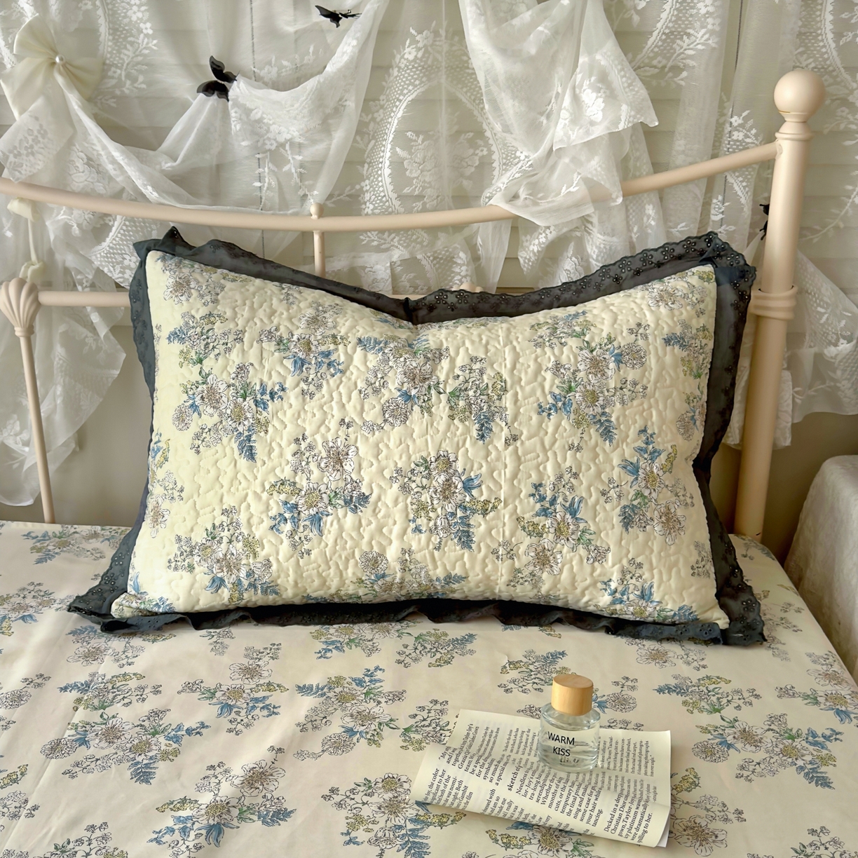 91家纺网 家纺一手货源 找家纺 百寐 2026吸汗防油全棉三层夹棉花边信封加大50*80枕套48*74/40*60枕芯 夹棉-云中忆