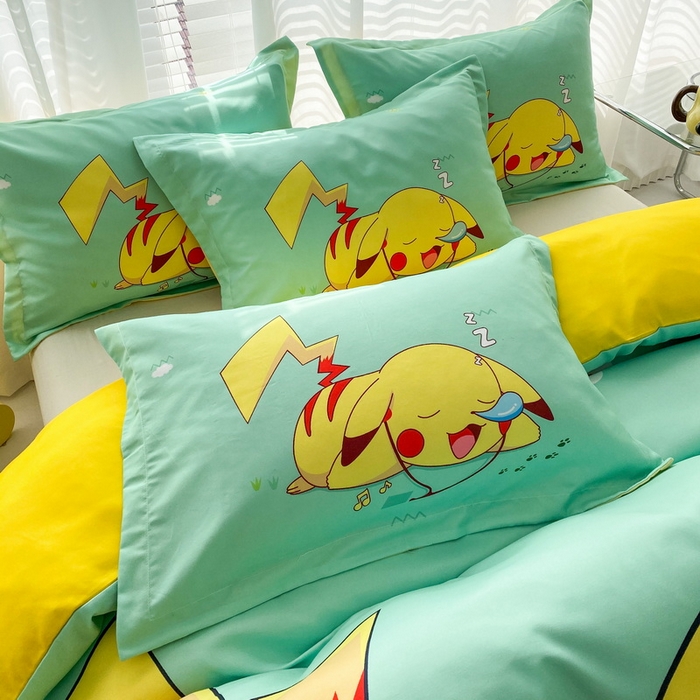 91家纺网 家纺一手货源 找家纺 一电 2026新款卡通被套单件被罩男女儿童学生宿舍单人被单男孩卡幼儿园单人被罩-2.磨毛被套 呼呼皮卡丘