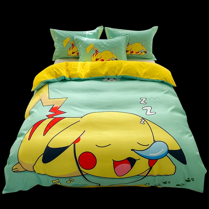 91家纺网 家纺一手货源 找家纺 一电 2026新款卡通被套单件被罩男女儿童学生宿舍单人被单男孩卡幼儿园单人被罩-2.磨毛被套 呼呼皮卡丘