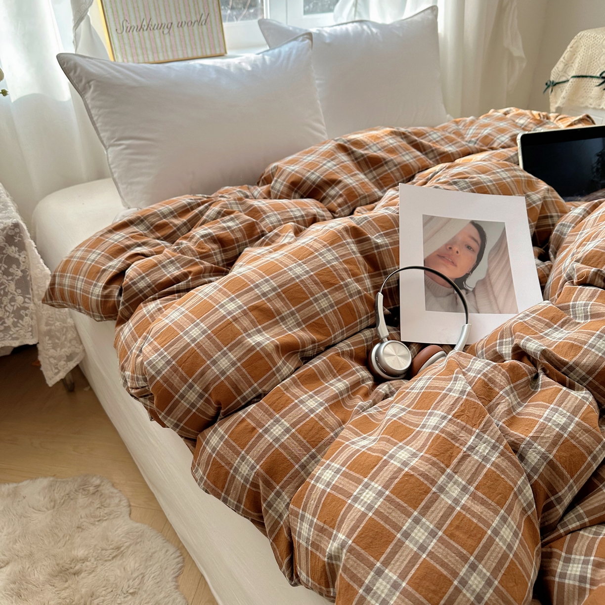 91家纺网 家纺一手货源 找家纺 六巷胡同 2026新款A类全棉纯棉水洗棉色织格子单品被套 被套单件 川奈-咖格