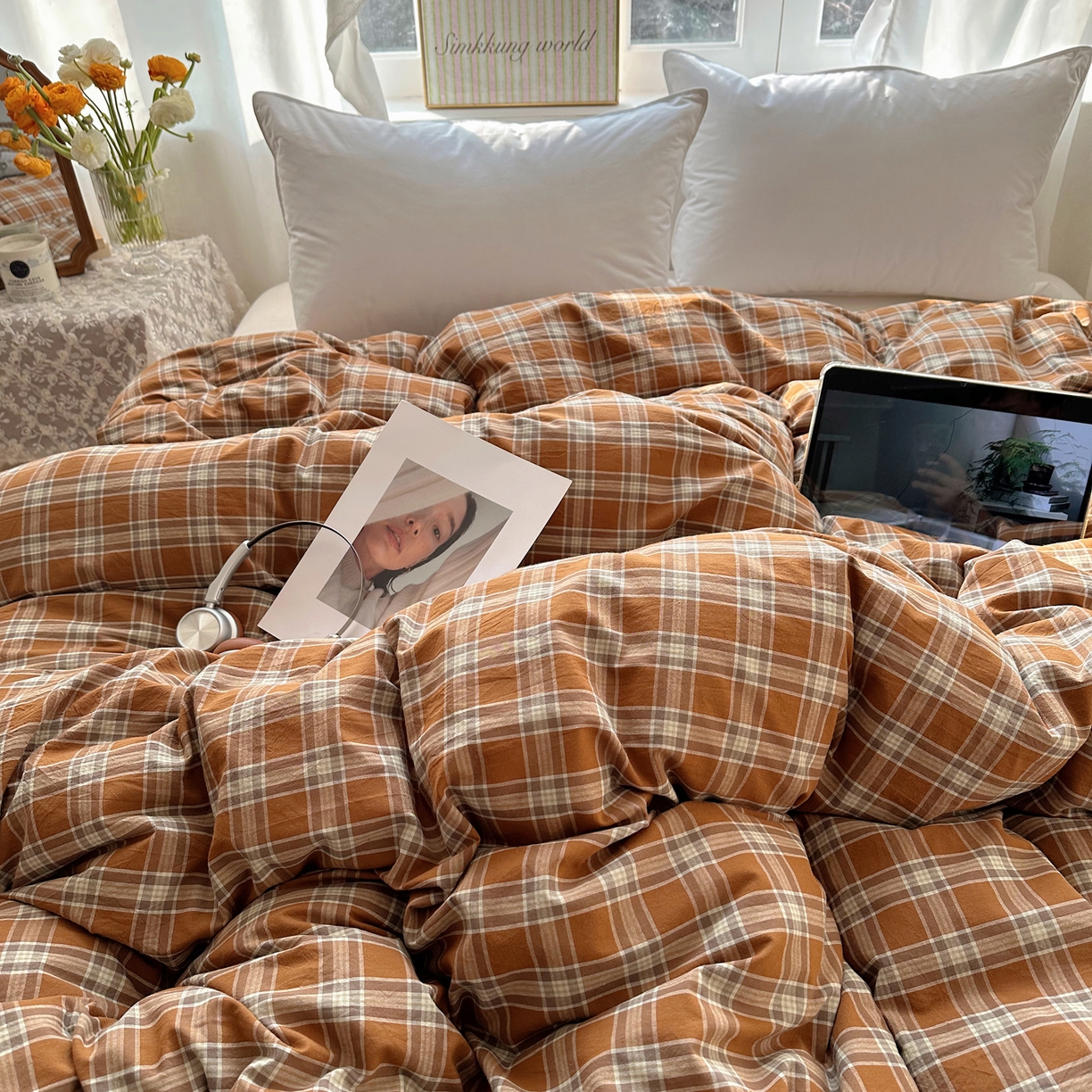 91家纺网 家纺一手货源 找家纺 六巷胡同 2026新款A类全棉纯棉水洗棉色织格子单品被套 被套单件 川奈-咖格