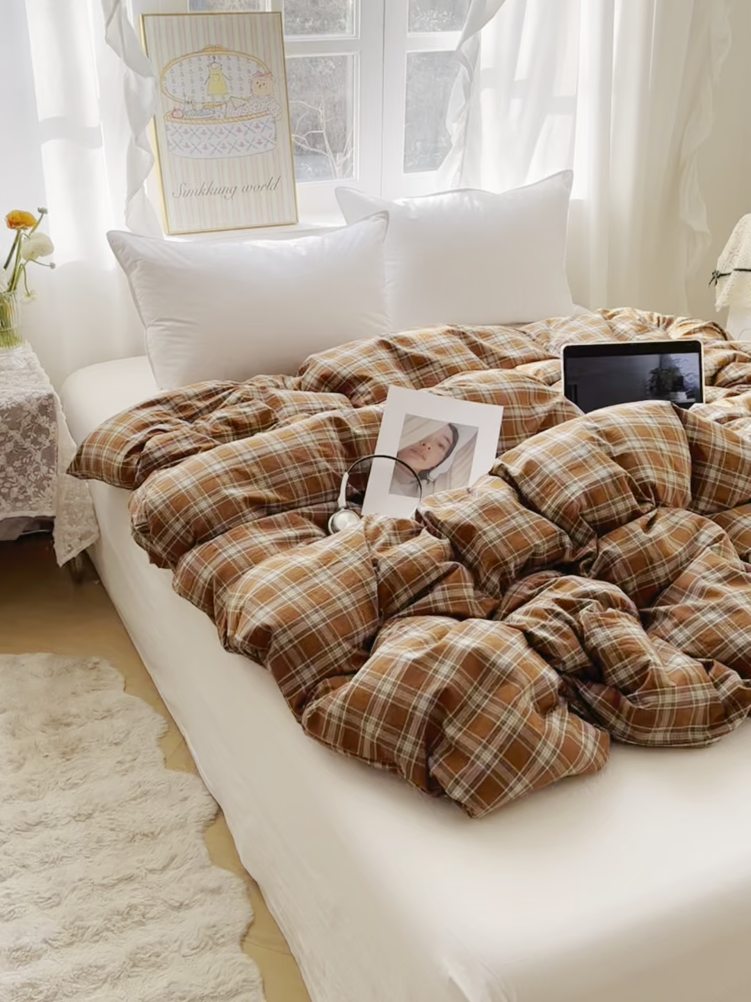 91家纺网 家纺一手货源 找家纺 六巷胡同 2026新款A类全棉纯棉水洗棉色织格子单品被套 被套单件 川奈-咖格