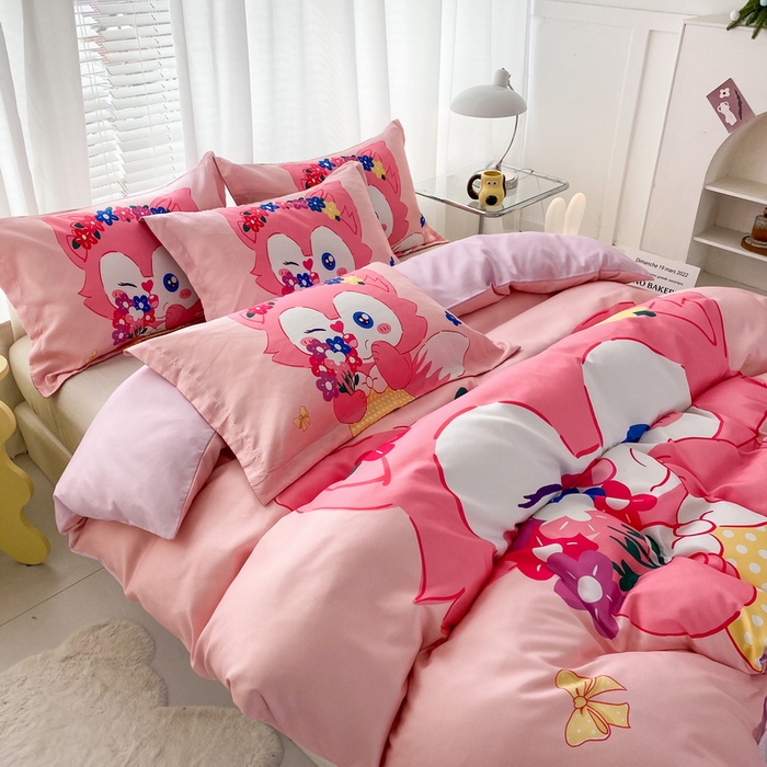 91家纺网 家纺一手货源 找家纺 一电 2026新款卡通被套单件被罩男女儿童学生宿舍单人被单男孩卡幼儿园单人被罩-2.磨毛被套 花朵狐