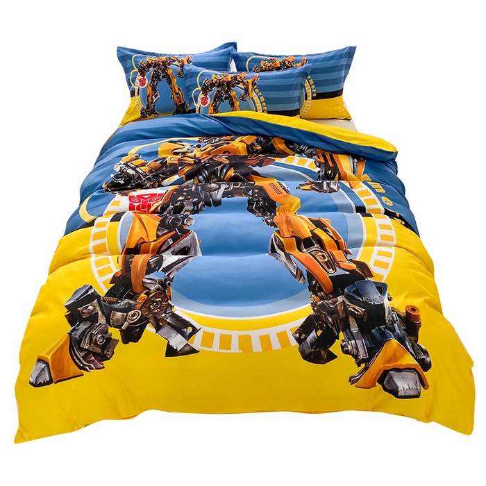 91家纺网 家纺一手货源 找家纺 一电 2026新款卡通被套单件被罩男女儿童学生宿舍单人被单男孩卡幼儿园单人被罩-2.磨毛被套 黄蜂机器人