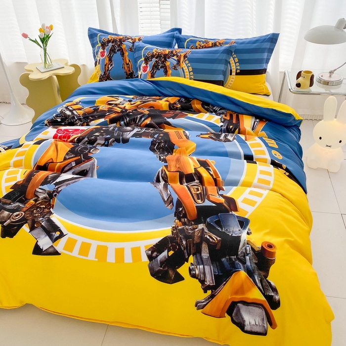 91家纺网 家纺一手货源 找家纺 一电 2026新款卡通被套单件被罩男女儿童学生宿舍单人被单男孩卡幼儿园单人被罩-2.磨毛被套 黄蜂机器人