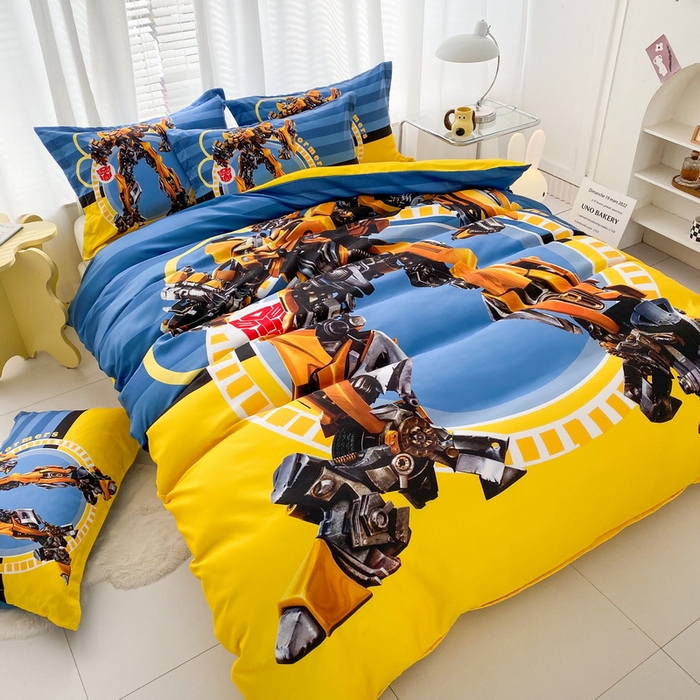 91家纺网 家纺一手货源 找家纺 一电 2026新款卡通被套单件被罩男女儿童学生宿舍单人被单男孩卡幼儿园单人被罩-2.磨毛被套 黄蜂机器人