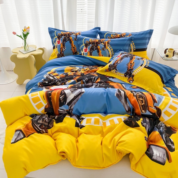 91家纺网 家纺一手货源 找家纺 一电 2026新款卡通被套单件被罩男女儿童学生宿舍单人被单男孩卡幼儿园单人被罩-2.磨毛被套 黄蜂机器人