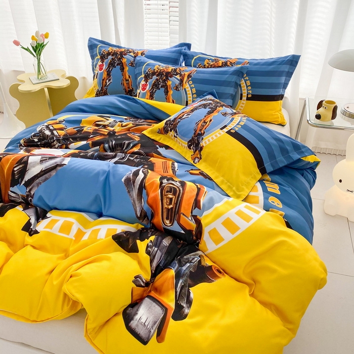 91家纺网 家纺一手货源 找家纺 一电 2026新款卡通被套单件被罩男女儿童学生宿舍单人被单男孩卡幼儿园单人被罩-2.磨毛被套 黄蜂机器人