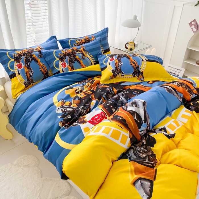 91家纺网 家纺一手货源 找家纺 一电 2026新款卡通被套单件被罩男女儿童学生宿舍单人被单男孩卡幼儿园单人被罩-2.磨毛被套 黄蜂机器人