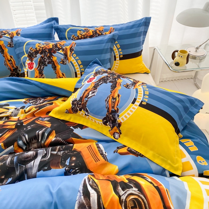 91家纺网 家纺一手货源 找家纺 一电 2026新款卡通被套单件被罩男女儿童学生宿舍单人被单男孩卡幼儿园单人被罩-2.磨毛被套 黄蜂机器人