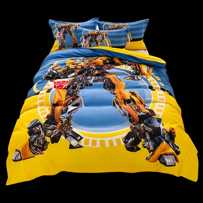 91家纺网 家纺一手货源 找家纺 一电 2026新款卡通被套单件被罩男女儿童学生宿舍单人被单男孩卡幼儿园单人被罩-2.磨毛被套 黄蜂机器人