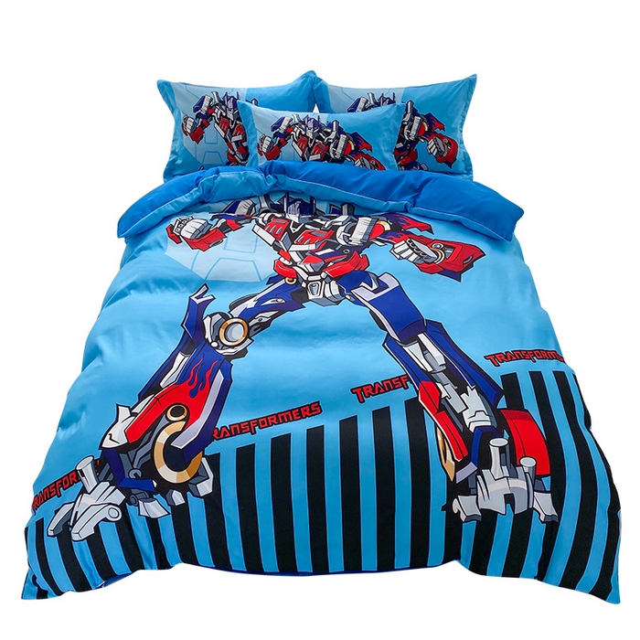 91家纺网 家纺一手货源 找家纺 一电 2026新款卡通被套单件被罩男女儿童学生宿舍单人被单男孩卡幼儿园单人被罩-2.磨毛被套 机器人